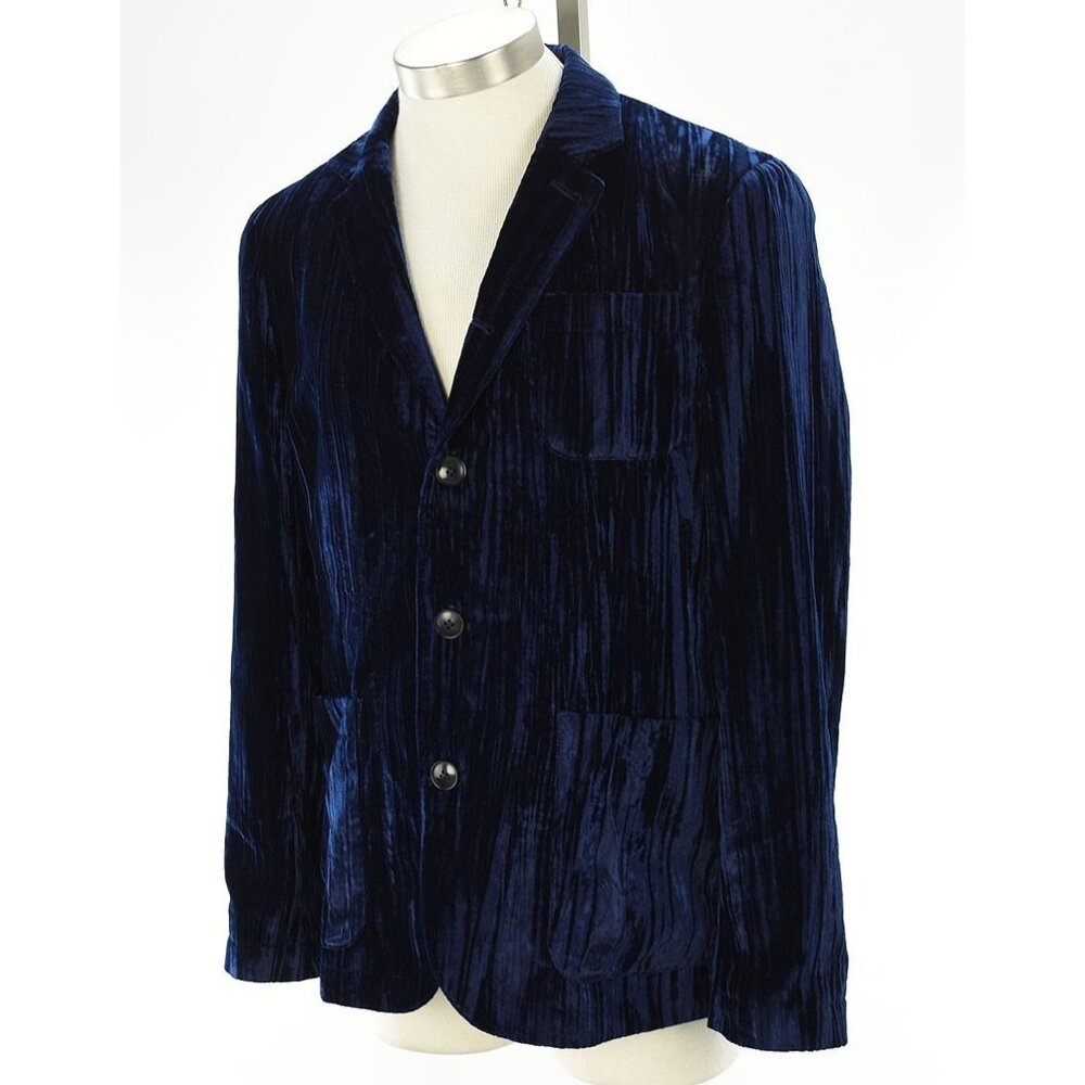 JOHN VARVATOS Navy Blue MADDOX Velvet Resort 2025 Soft Jacket 48 38 NEW